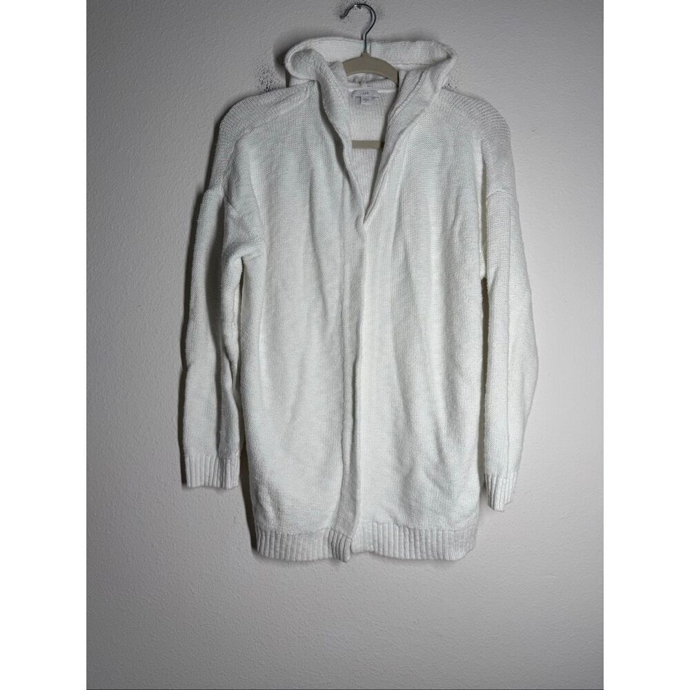 J.Jill Women’s Cotton Blend Hooded White Cardigan Sz M See Description